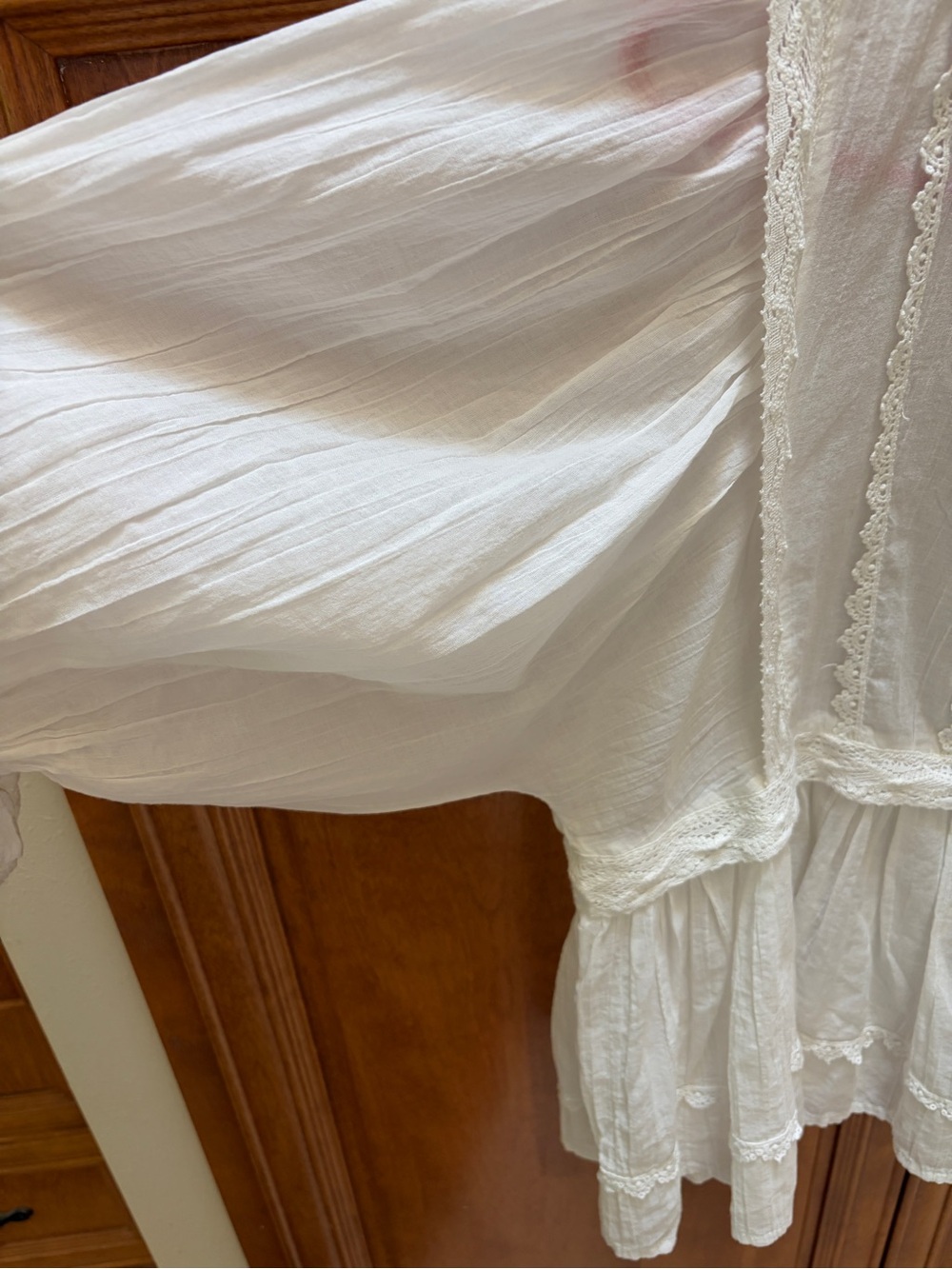 White Lace-Trim Peasant Blouse - Picture 8 of 11